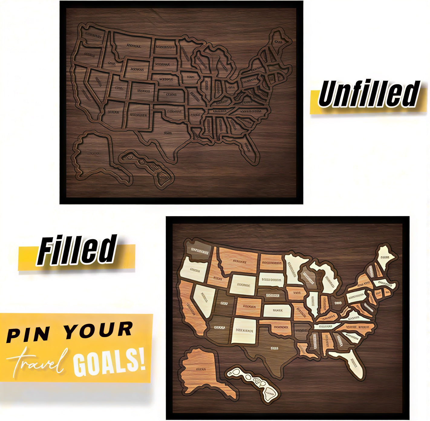 🔥Hot Sale 49% OFF🔥 Wooden USA Travel Map Puzzle🧩A Stylish Way to Track Your Journey & Memories