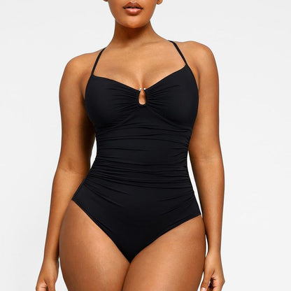 Women's Smart Sculpt Shaping Swimsuit U-Ring Cut Out Slimming Swimwear One Piece Tummy Tucking Bathing Suit