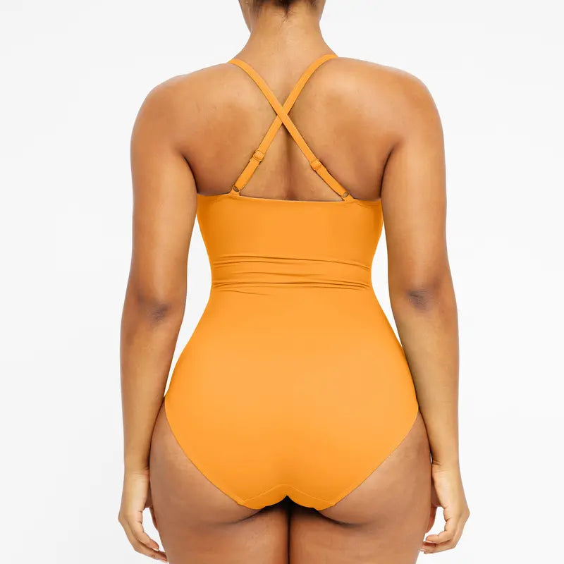 Women's Smart Sculpt Shaping Swimsuit U-Ring Cut Out Slimming Swimwear One Piece Tummy Tucking Bathing Suit
