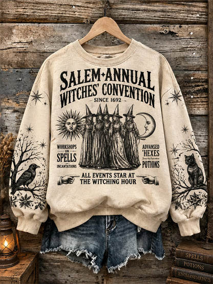 Women's Gothic Halloween Witch Party Theme Printed Sweatshirt