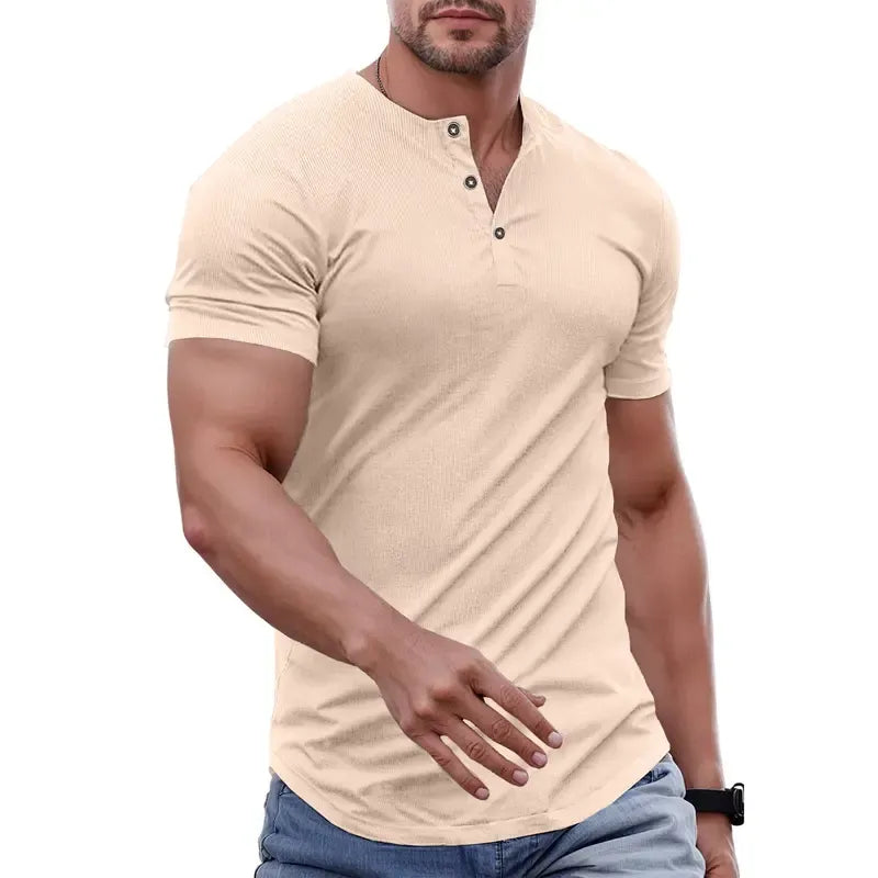 Men's Muscle Slim Fit Button Henley Shirt