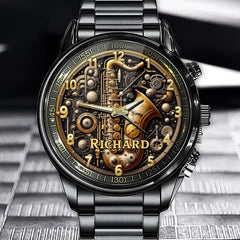 Personalized Steampunk Saxophone Metallic Art Watch