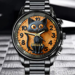 Charming Black Cat Watch – Personalized Timepiece for Cat Lovers
