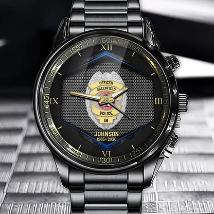 Personalized US Police Badge Custom Name And Time Watch