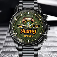 Personalized US Military Veteran Custom Branch-Rank And Name Watch