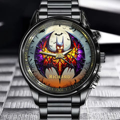 Personalized Halloween Skeleton Bat Watch - Add Your Name to the Shadows
