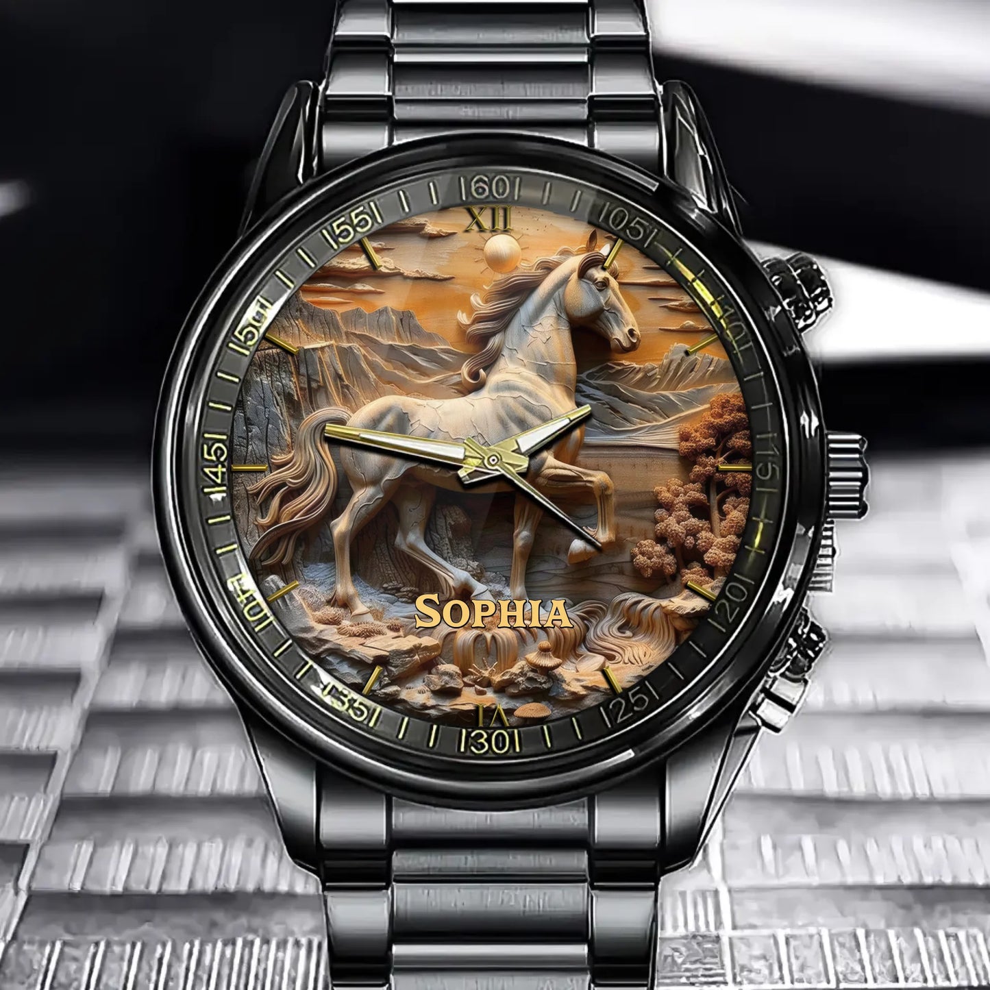 Custom Galloping Freedom Watch - Personalized Name in the Spirit of Adventure