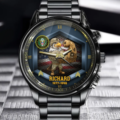 Personalized Military Tribute Watch - Custom with Military Branch, Rank, Name, Years