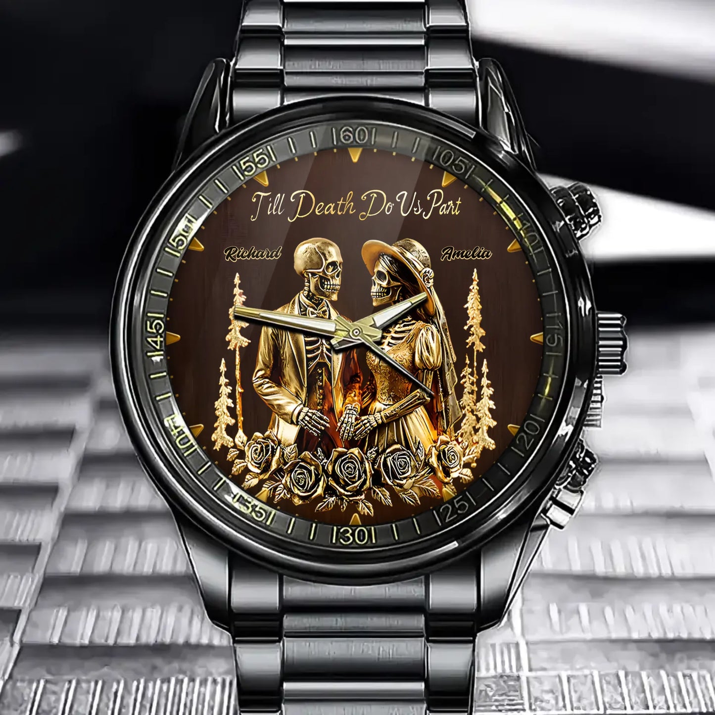 Till Death Do Us Part - Personalized Skeleton Bride Watch, Wedding Gift, Couple Gift, Anniversary Gift