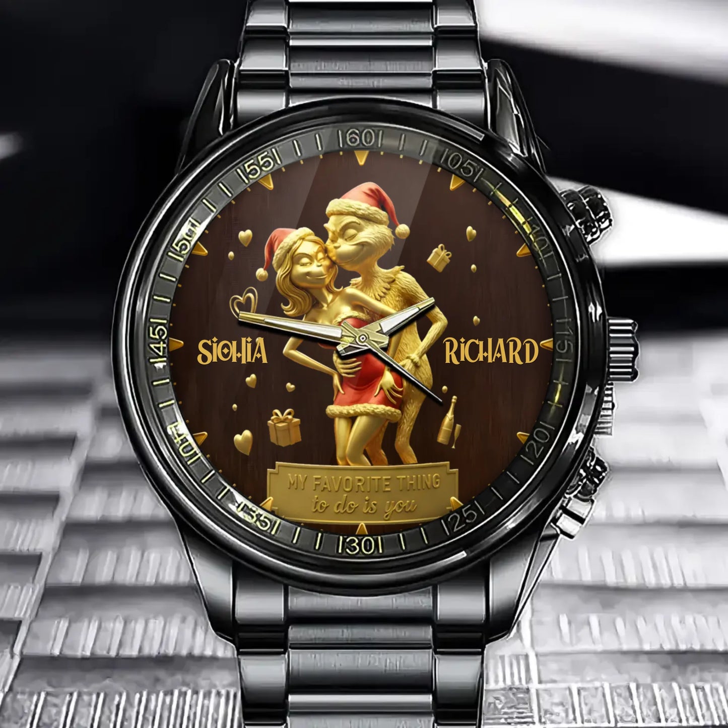 Personalized Christmas-Themed Custom Watch for Couples - Designed for Holiday Lovers