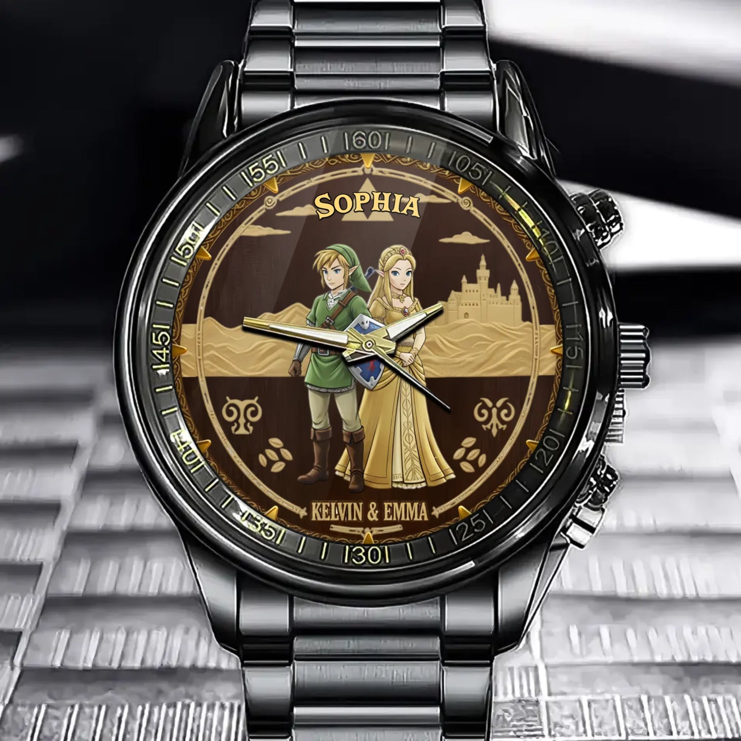 Personalized Zelda-Themed Watch - Custom Name, Eye-Catching Gaming Franchise Design