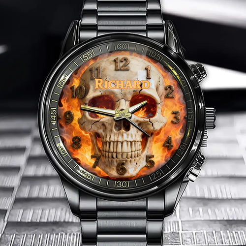 Personalized Skull-Themed Watch - Vibrant Gothic Style Custom For Skull Lovers