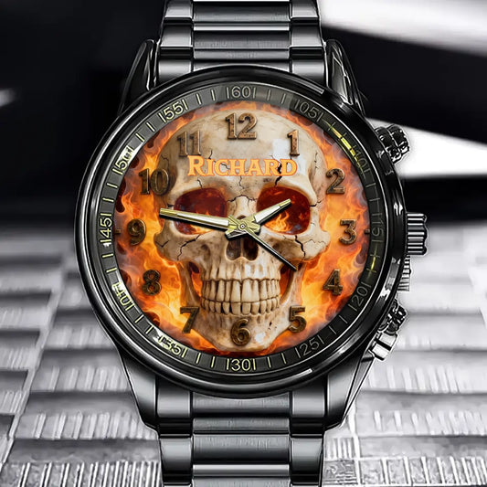 Personalized Skull-Themed Watch - Vibrant Gothic Style Custom For Skull Lovers