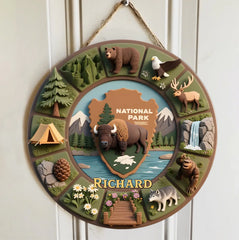 Personalized National Park Adventure Wooden Door Sign - A Personalized Design for Nature Enthusiasts