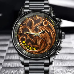 Personalized Dragon Family Crest Watch - Custom Your Name To Join This Fantastic Adventure