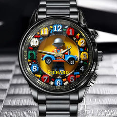 Personalized Playful Block Builder Watch - Bright Brick Accent & Construction Style with Custom Name