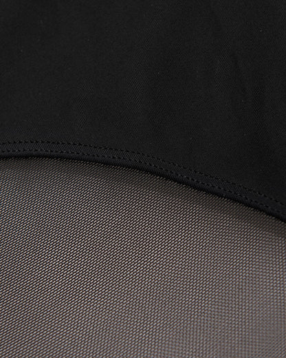 Mesh Deep V Halter One Piece Swimsuit