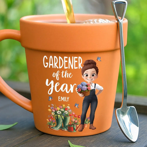 Custom Plant Pot Ceramic Mug - Personalized Garden Gifts For Gardeners - Garden Magic Maker - Flower Pot Mug