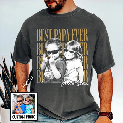 Custom Photo T-shirt-Personalized Father‘s Shirt With Kids Photo, Funny Dad Shirt, Best Dad Ever Shirt, Dad Gift