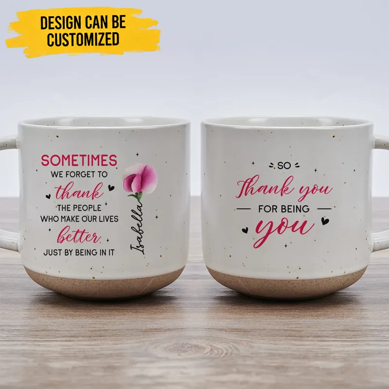 Bestie Birth Flower - Personalized Pottery Mug