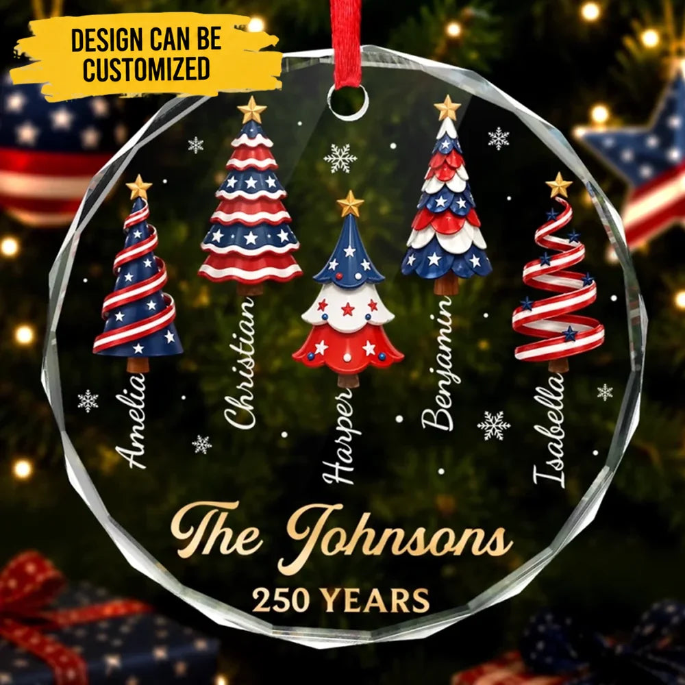 Custom Acrylic Ornament- Personalized America 250th Anniversary Christmas Gifts For Mom, Dad, Brother, Sister - Making Patriotic Memories