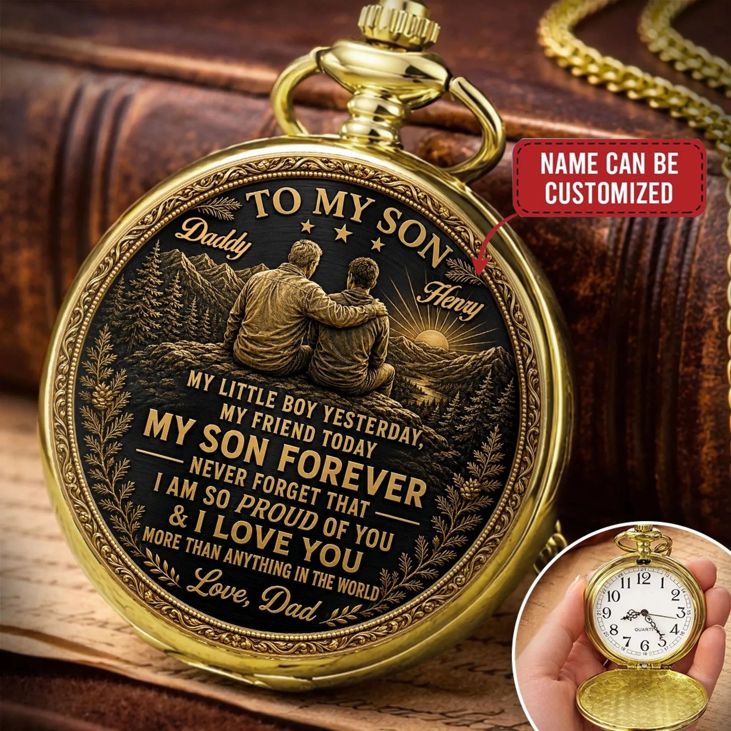 Custom Pocket Watch - Personalized Birthday Gifts For Son - Forever My Son And Best Friend