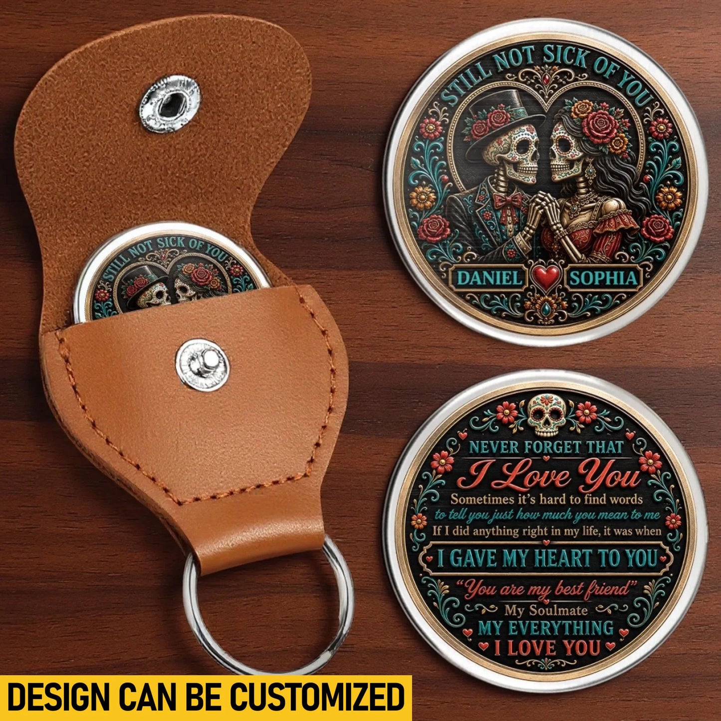 Custom Day Of The Dead Pocket Hug - Personalized Anniversary Wedding Gifts For Husband And Wife, Him And Her - Haunt My Heart Forever