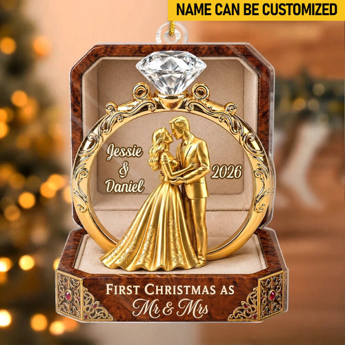 Custom First Christmas Acrylic Ornament - Personalized Anniversary Christmas Wedding Gifts For Husband And Wife, Him And Her - Forever Begins This Christmas