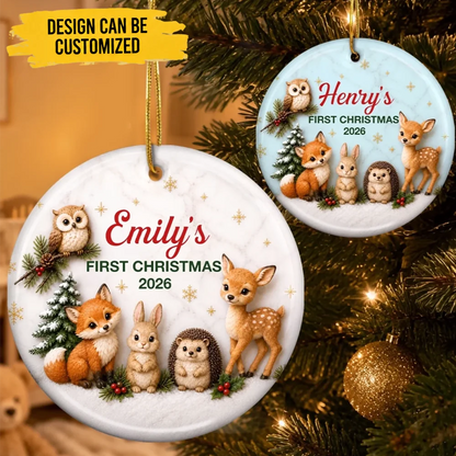 Custom First Christmas Ceramic Ornament - Personalized Christmas Baby Shower, Gender Reveal Gifts For New Moms, New Dads, New Parents - Little Wonder Big Magic