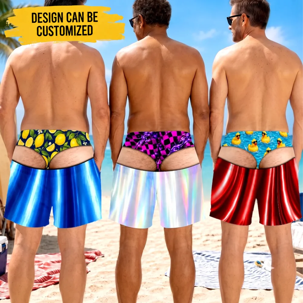Custom Funny Men Swim Trunks - Personalized Birthday Gifts For Husband, Son, Grandson, Brother, Grandpa, Dad, Yourself - Ready For Beach Party