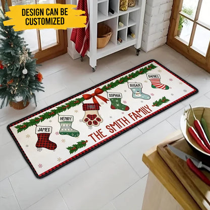 Custom Runner Rug - Personalized Christmas Together Family Name Stockings Runner Rug - For Family Christmas & Holiday Home Decor