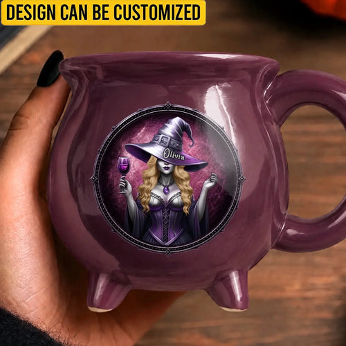 Custom Witchy Cauldron Coffee Mug - Personalized Halloween Gifts For Witch, Wife, Daughter, Besties, Sisters, Granddaughter, Grandma, Mom, Yourself - Starry Night, Witchy Mind