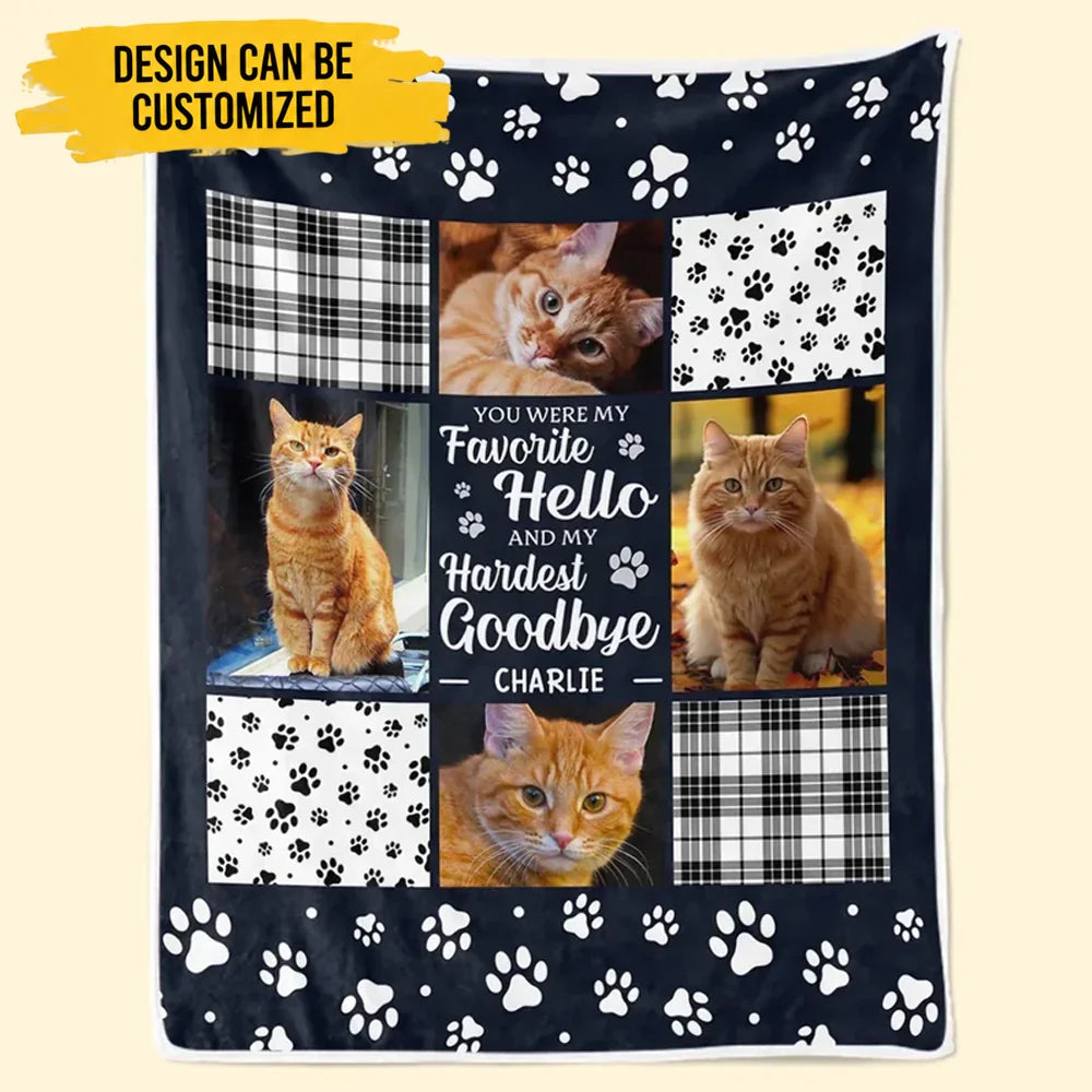 Custom Photo You Were My Hardest Goodbye - Memorial Personalized Custom Blanket - Sympathy Gift For Pet Owners, Pet Lovers