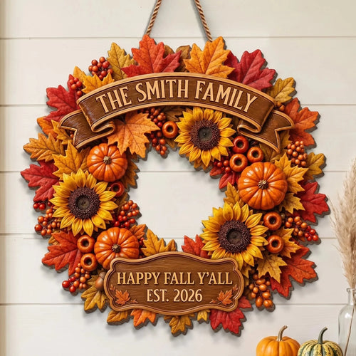 Custom Wood Sign - Personalized Halloween Decor Birthday Gifts For Mom, Dad, Brother, Sister - Warm Fall Sunshine Welcome