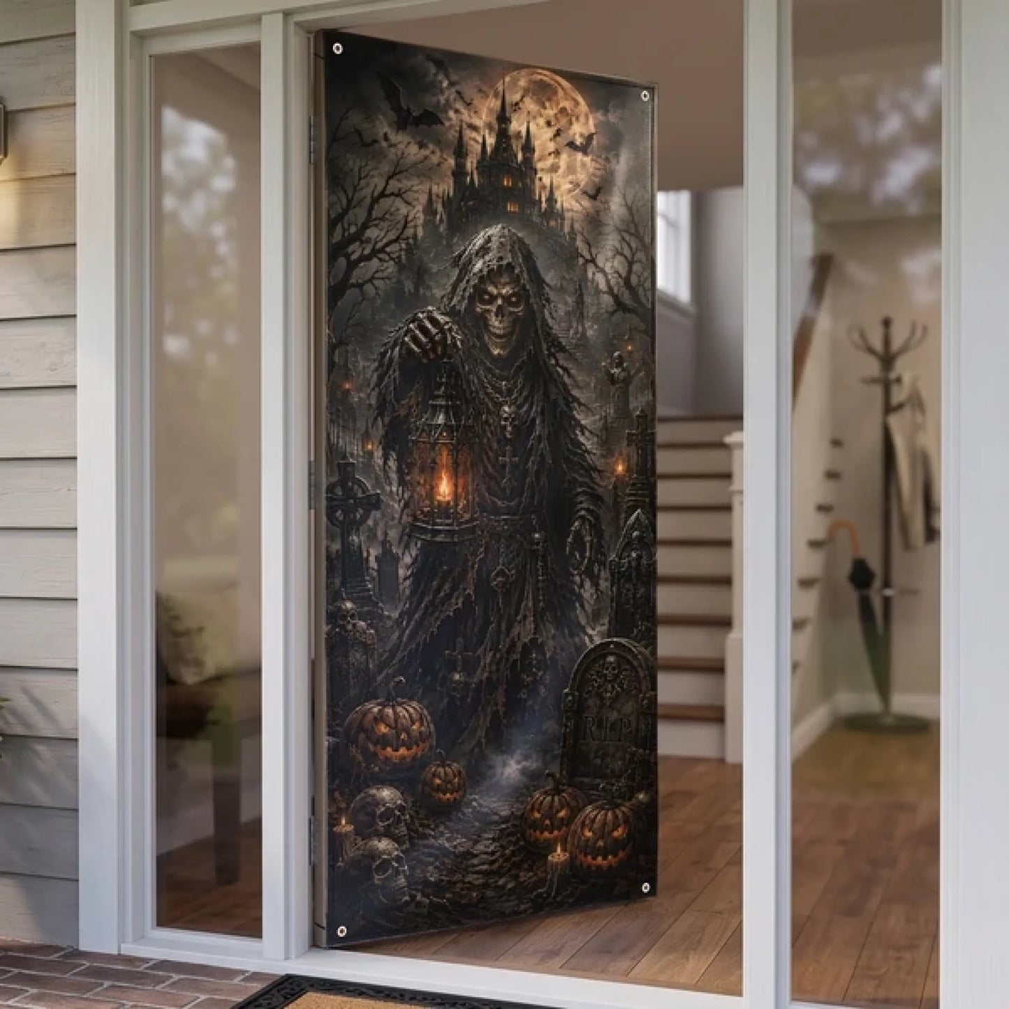 Halloween_Door_Decorations_Creepy_Scary_Pumpkin_Tunnel_Personalized_Door_Cover_3