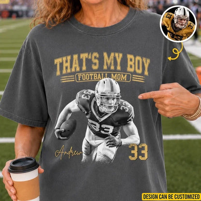 Custom Photo America Football Comfort T-Shirt - Personalized Birthday Gifts For Mom, Dad, America Football Lovers, Sports Fans, Sports Lovers - Game Day Runs In My Veins