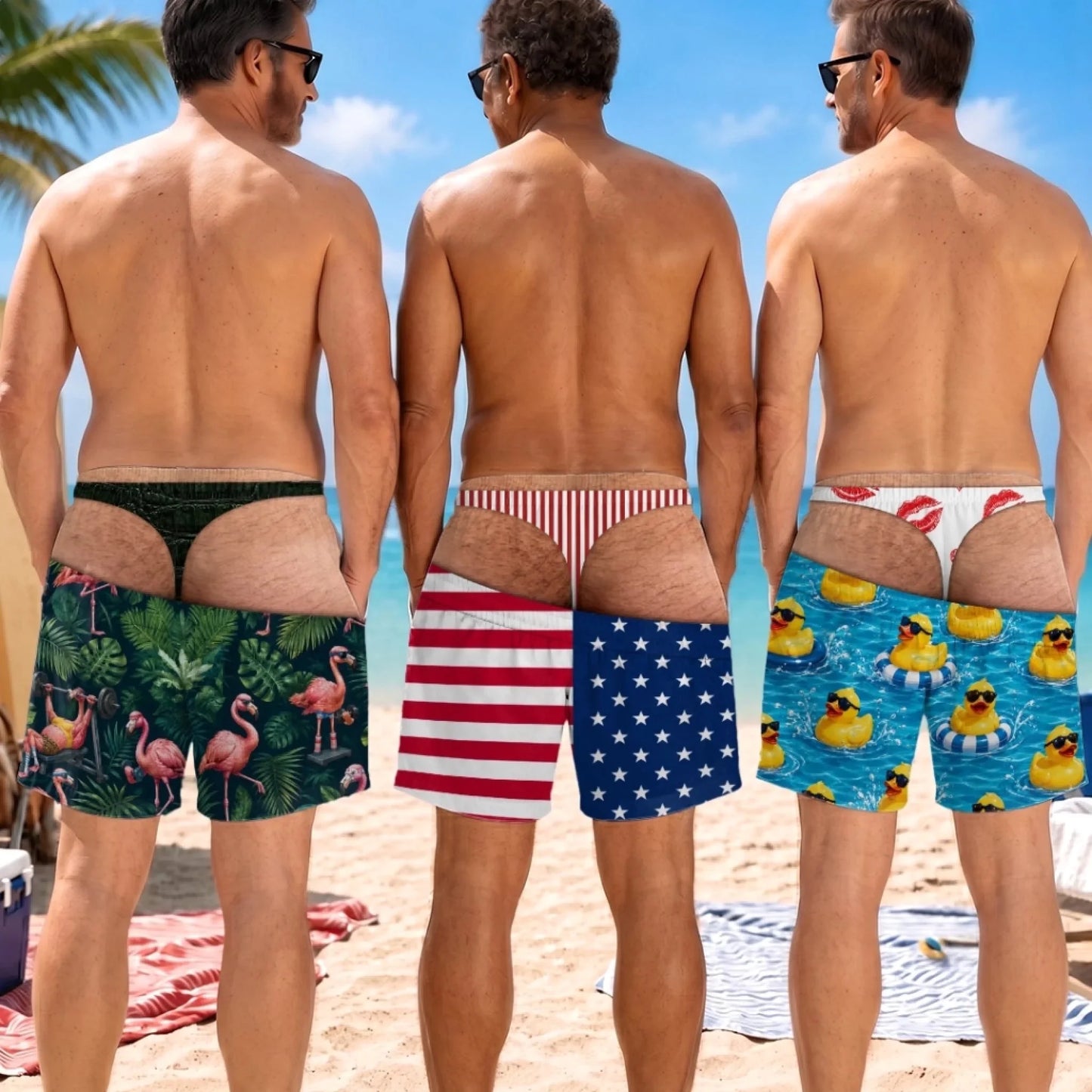 Custom Funny Patriotic Men Swim Trunks - Personalized Summer Vacation And Travel Gifts For Husband, Son, Grandson, Brother, Grandpa, Dad, Yourself - Back Where Waves Belong