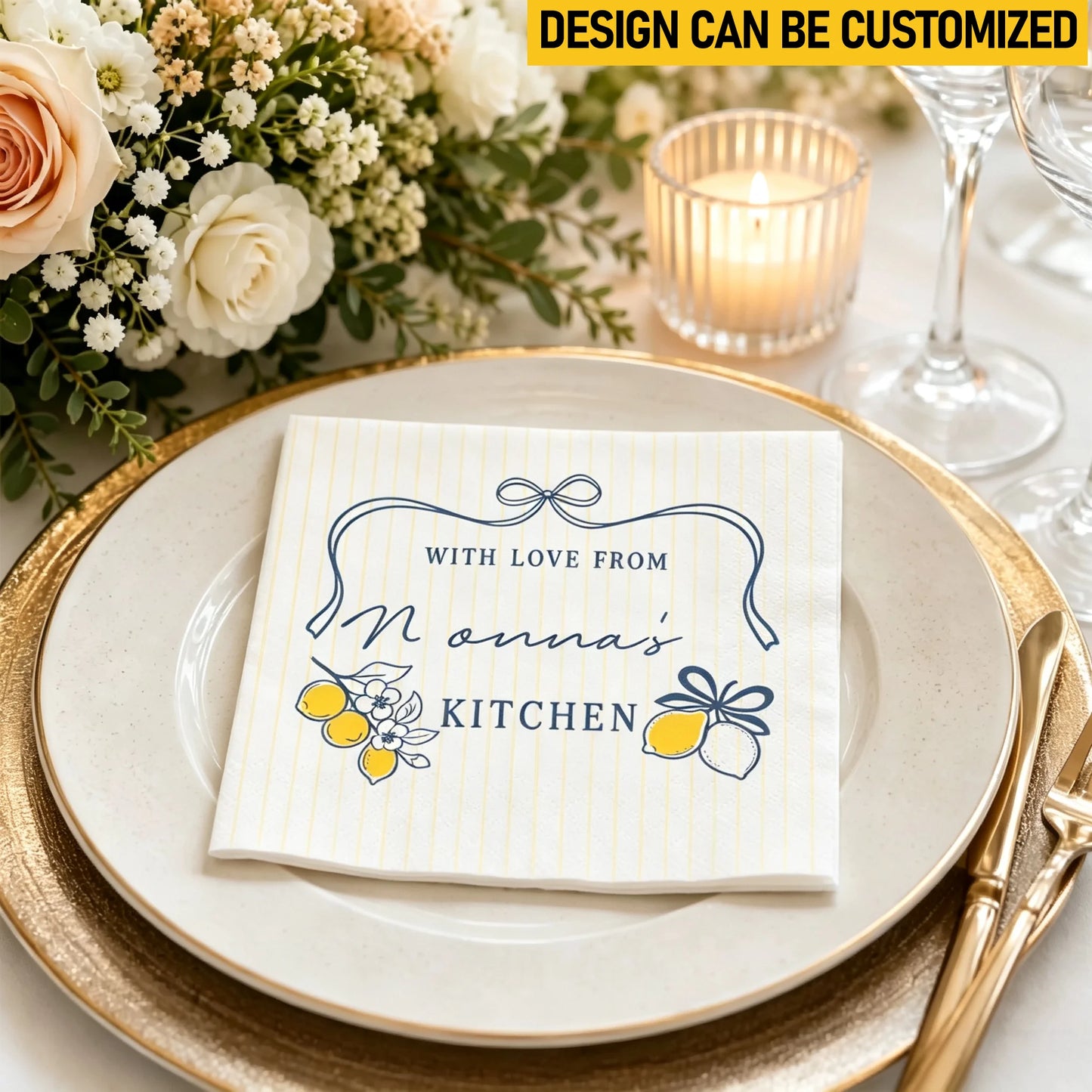 Custom Cocktail Napkins - Personalized Birthday Gifts For Wife, Granddaughter, Grandma, Mom, Yourself - With Love From Your Kitchen