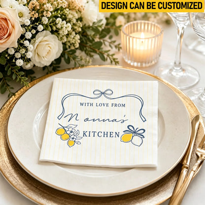 Custom Cocktail Napkins - Personalized Birthday Gifts For Wife, Granddaughter, Grandma, Mom, Yourself - With Love From Your Kitchen