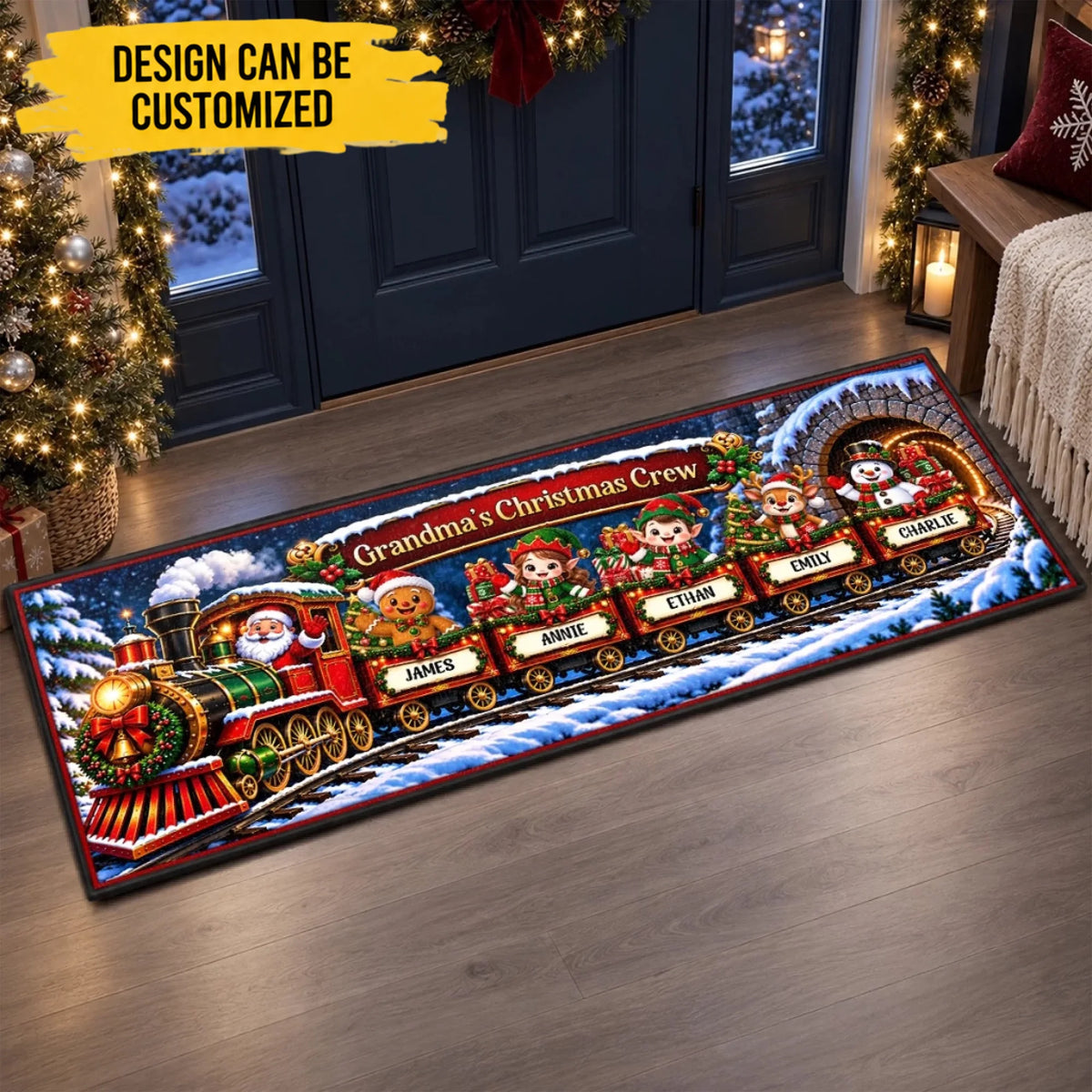 Custom Runner Rug - Personalized Christmas Birthday Gifts For Grandma, Grandpa - Little Ones Make The Season Merry