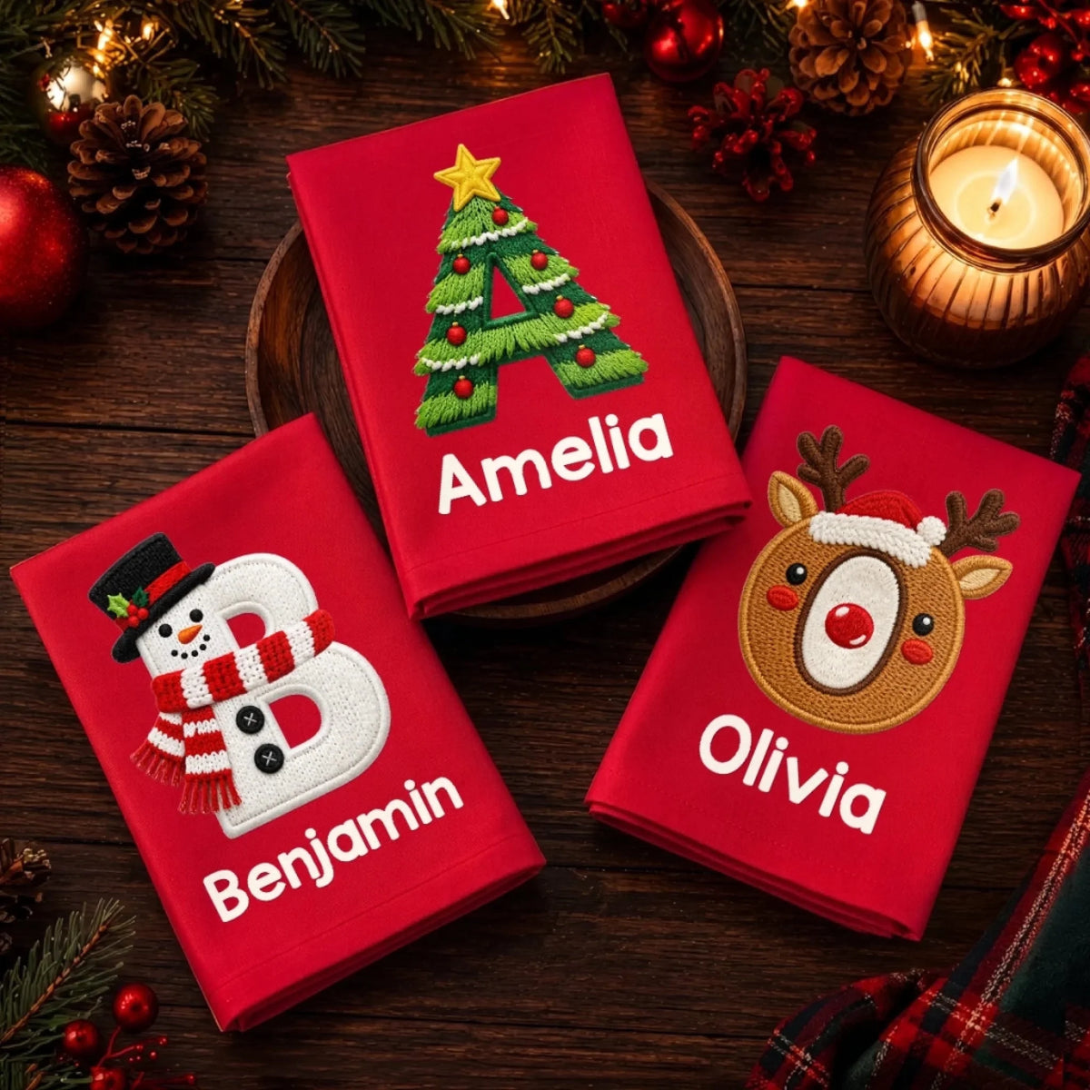Custom Cotton Napkin - Personalized Christmas Birthday Gifts For Mom, Dad, Brother, Sister - Sweet Holiday Magic Starts Here