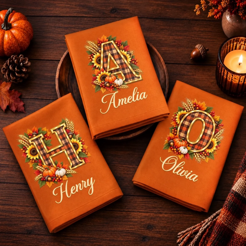 Custom Cotton Napkin - Personalized Birthday Gifts For Mom, Dad, Brother, Sister - Warm Fall Wishes To All