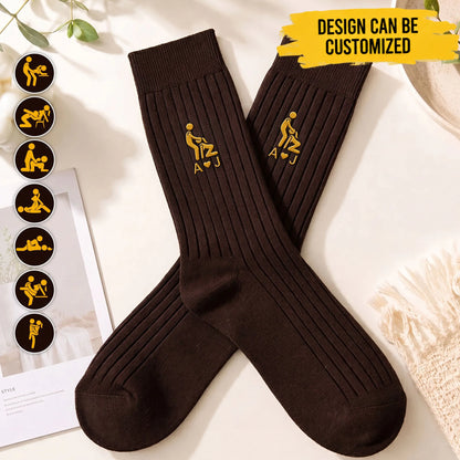 Funny Gifts For Husband Gifts For Men Custom Name Naughty Couple - Personalized Socks