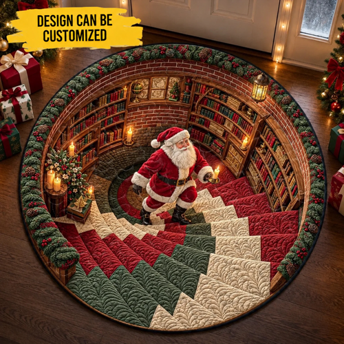 Custom Quilted Round Mat - Personalized Christmas Birthday Gifts For Mom, Dad, Brother, Sister - Merry Moments All Season