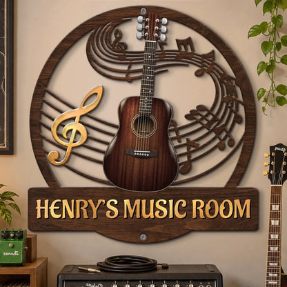 Custom Shaped Metal Sign - Personalized Birthday Gifts For Guitar Lovers - Life Is Better With Music