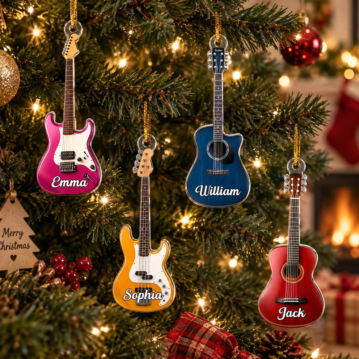 Custom Acrylic Ornament - Personalized Christmas Birthday Gifts For Guitar Lovers - Life Is Better With Music