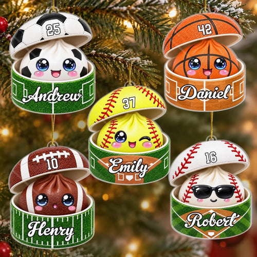 Custom Sport Acrylic Ornament - Personalized Christmas Birthday Gifts For Kids, Sports Fans, Sports Lovers - Little Dumpling Big Game