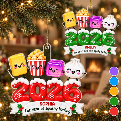 Custom Squishy Acrylic Ornament - Personalized Christmas Birthday Gifts For Kids - Squeezing My Way To Joy