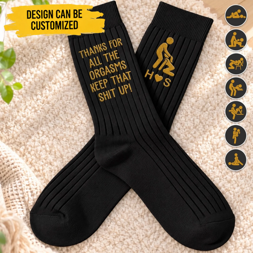 Custom Funny Embroidered Socks - Personalized Birthday Gifts For Husband, Boyfriend, Him And Her - Naughty Times With You Everyday