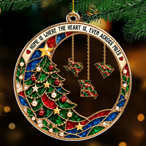 Custom Long Distance Acrylic Ornament - Personalized Christmas Gifts For Family - Christmas Across the Miles